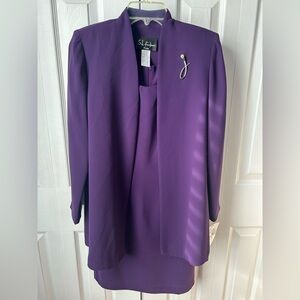 Vintage plum two piece dress set - size 4p petite NWT